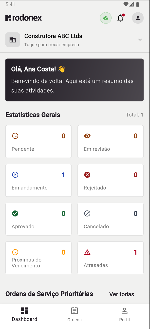 Tela principal do app